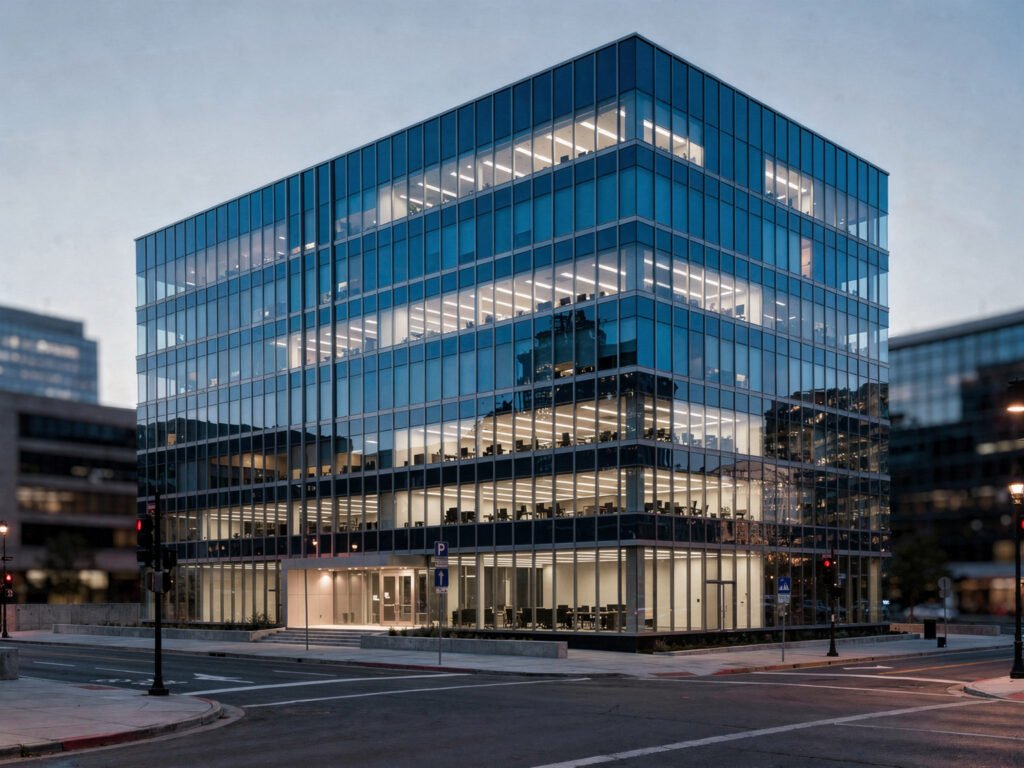 Glass office building (illustrative)